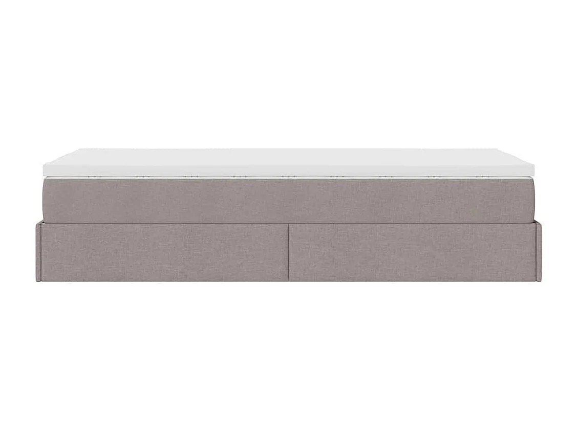 Cadre de lit ottoman avec matelas taupe 90x200 cm tissu