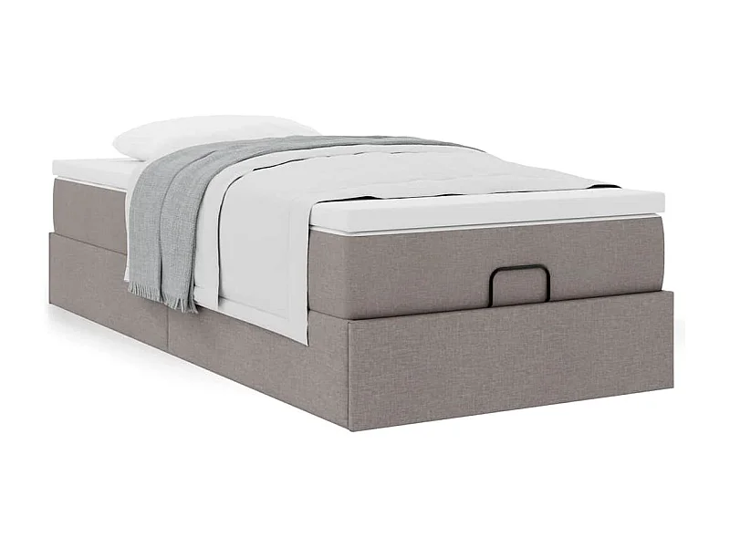 Cadre de lit ottoman avec matelas taupe 90x200 cm tissu