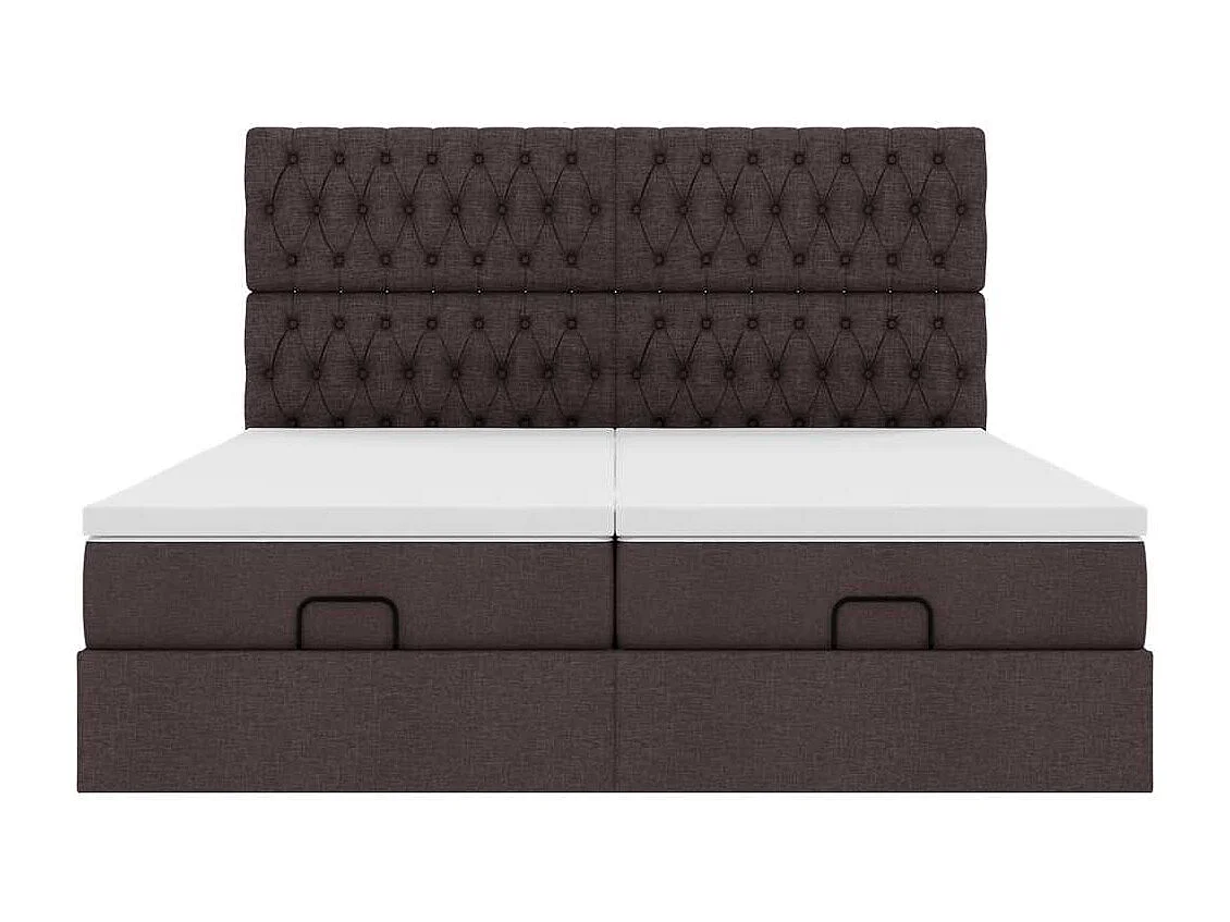 Estructura cama otomana colchones tela marrón oscuro 180x200cm