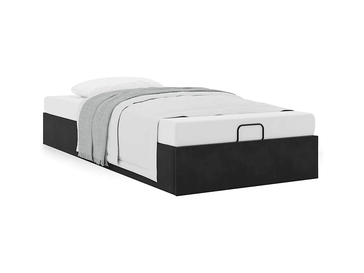 Cadre de lit ottoman sans matelas noir 90x190 cm velours