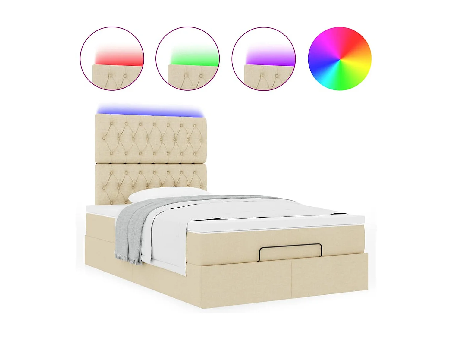 Cadre de lit ottoman avec matelas crème 120x200cm tissu