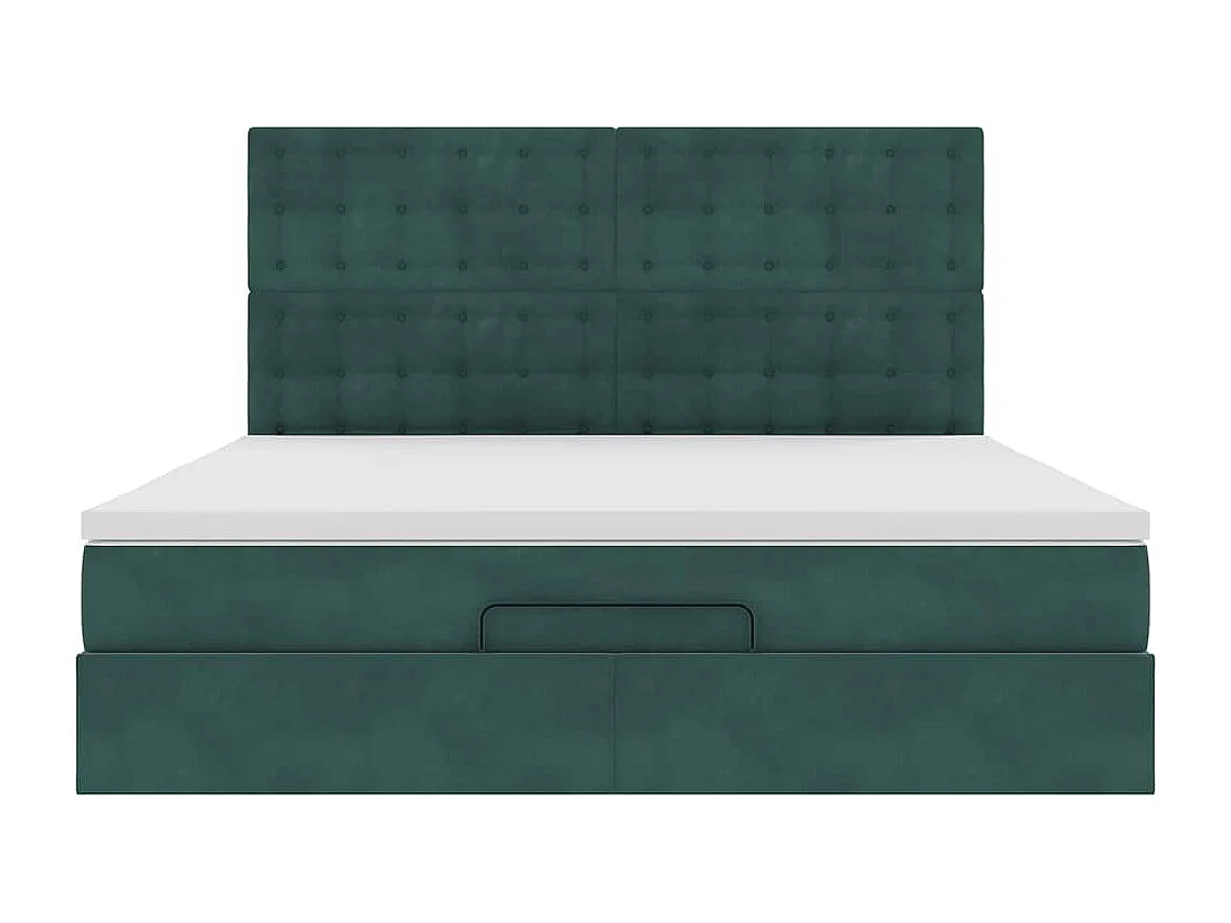 Cadre de lit ottoman avec matelas vert foncé 180x200cm velours