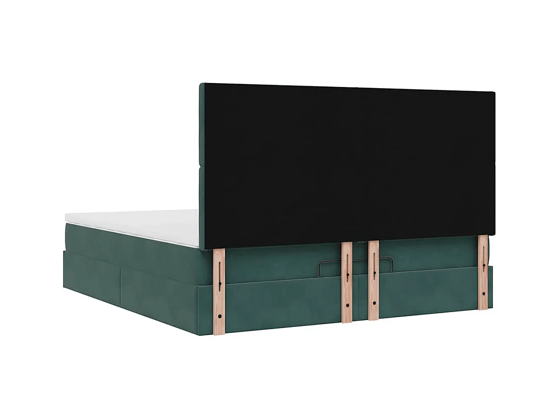 Cadre de lit ottoman avec matelas vert foncé 180x200cm velours
