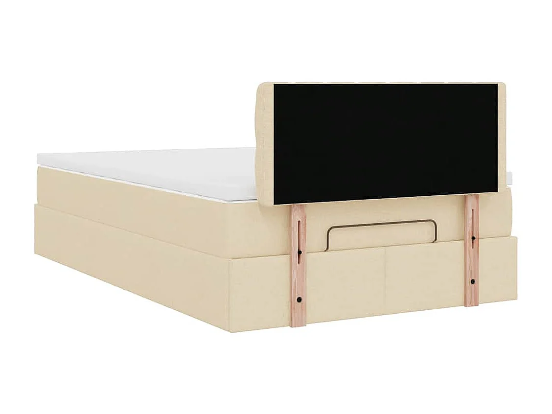 Cadre de lit ottoman avec matelas crème 120x190 cm tissu