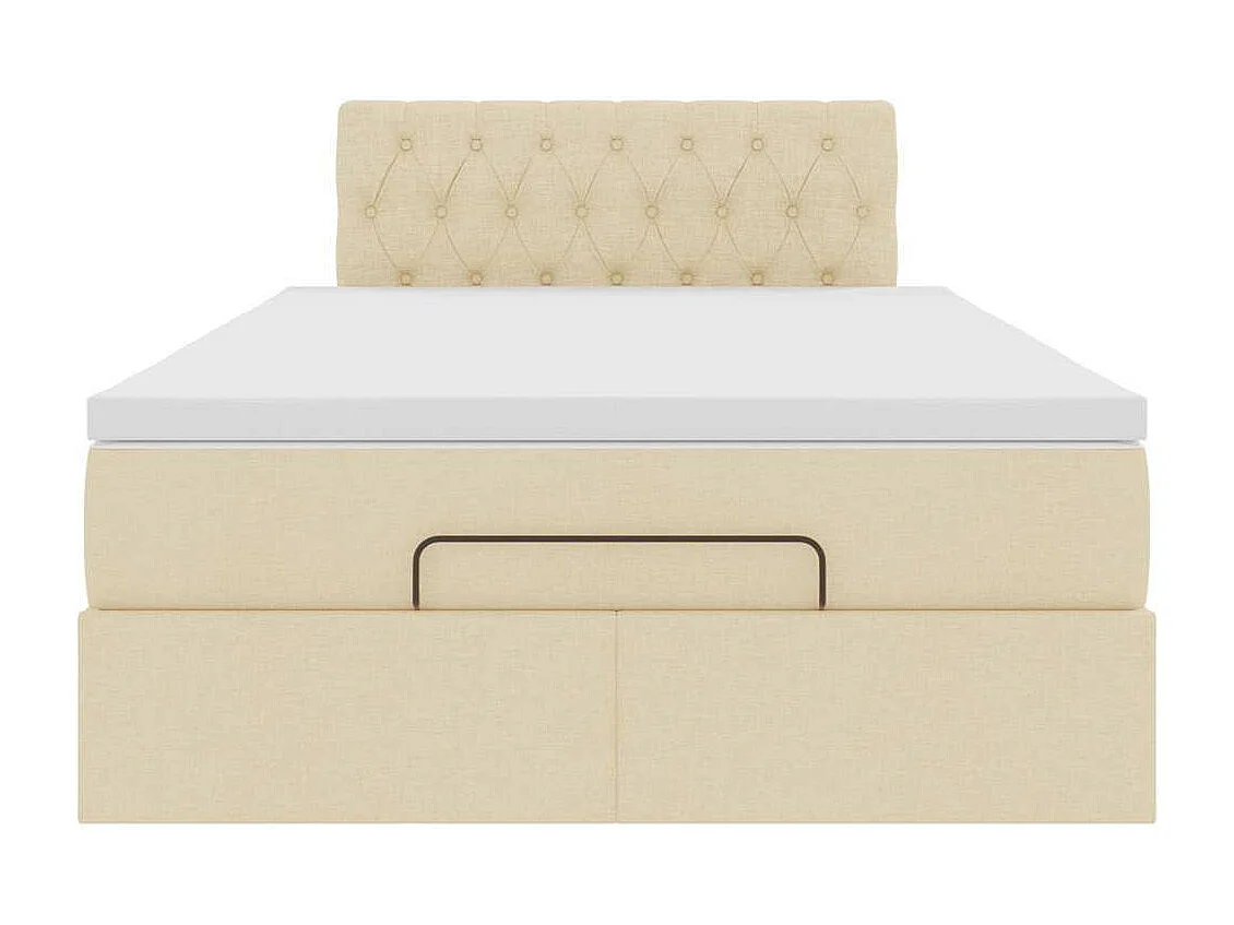 Cadre de lit ottoman avec matelas crème 120x190 cm tissu