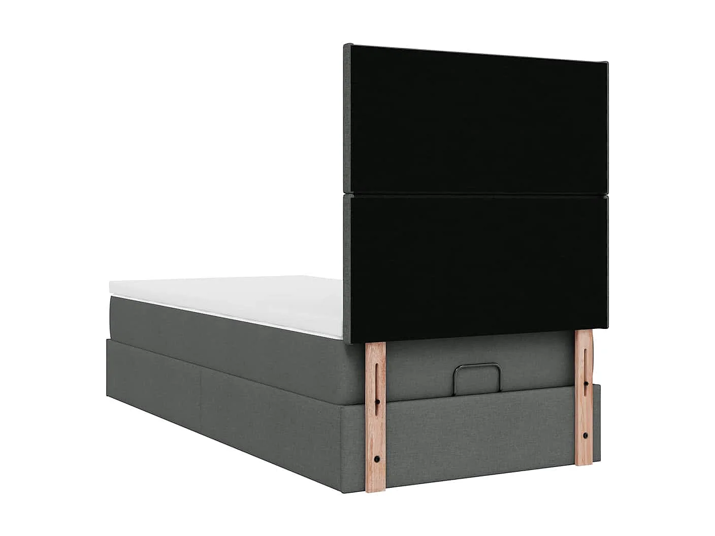 Cadre de lit ottoman avec matelas gris foncé 90x190 cm tissu
