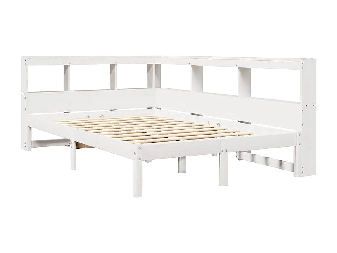 Cama com estante sem colchão 120x200 cm pinho maciço branco