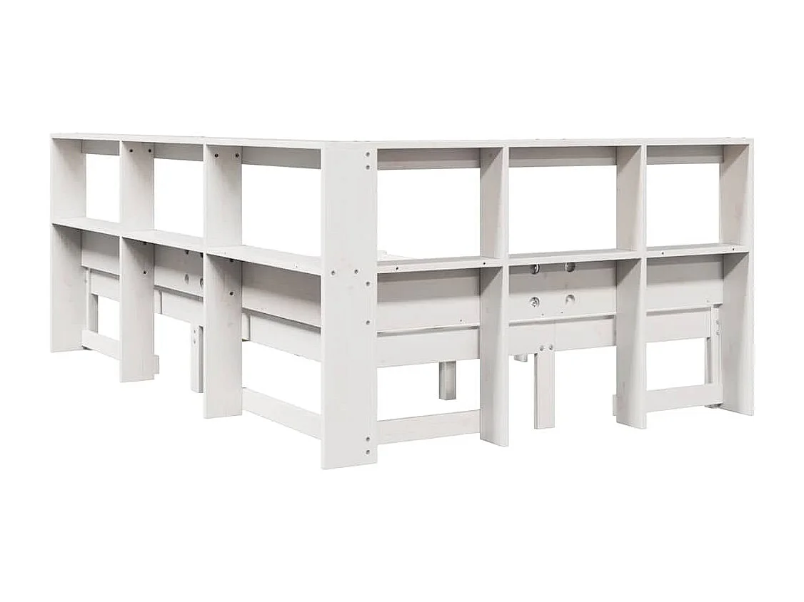 Cama com estante sem colchão 120x200 cm pinho maciço branco