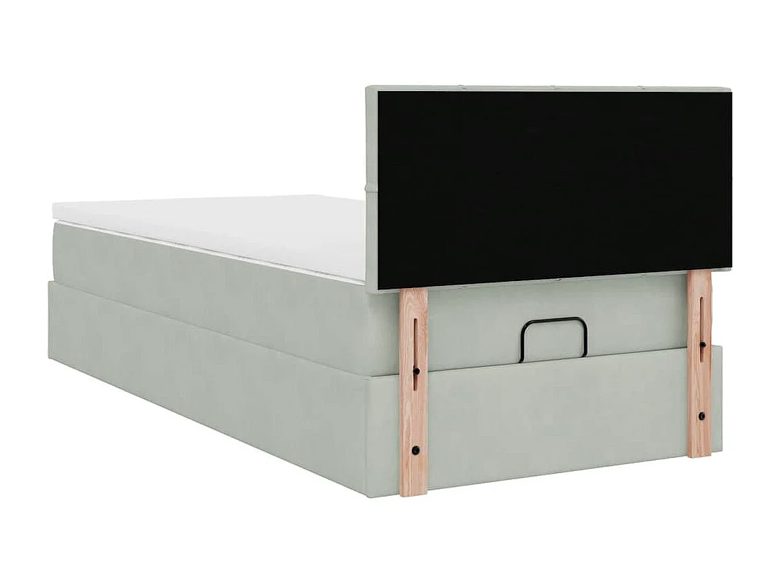 Estrutura de cama otomana com colchão cinza claro Veludo