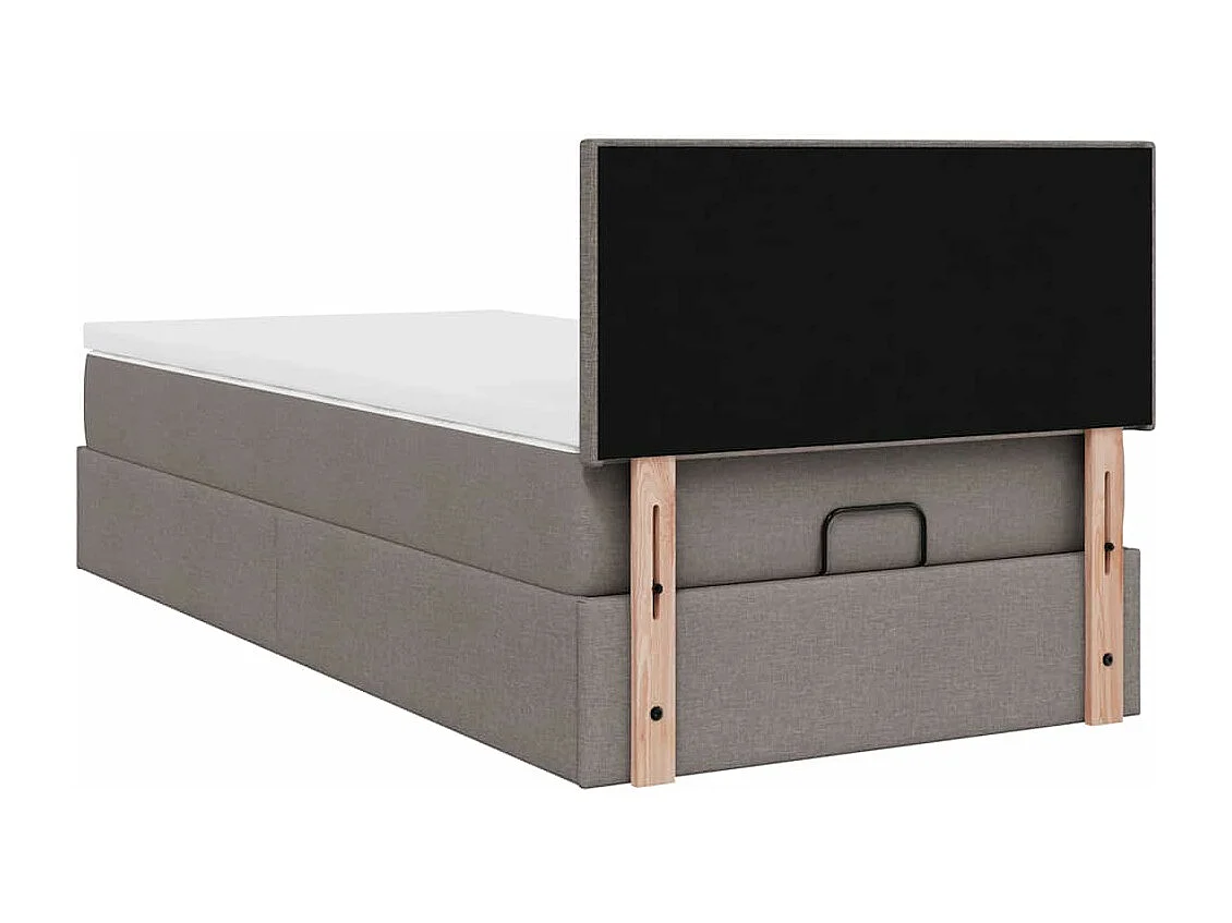 Lit ottoman avec matelas taupe 100x200 cm tissu