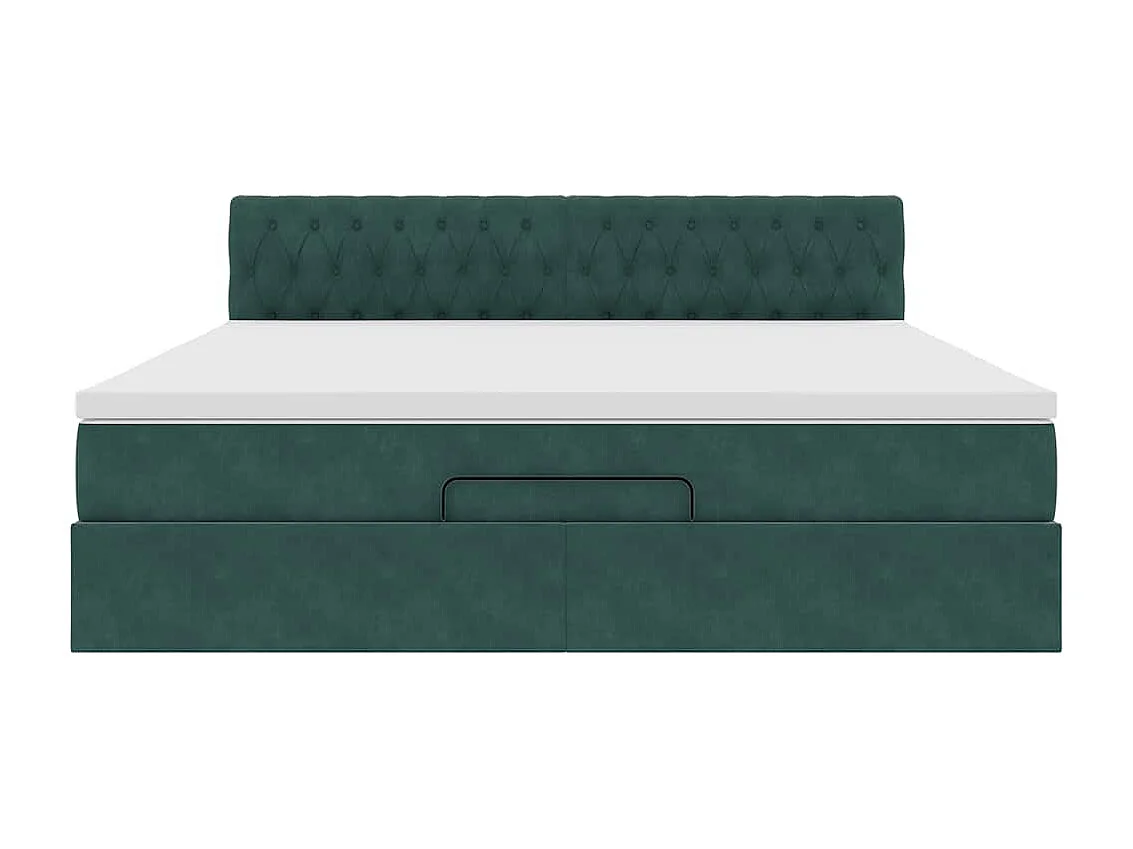 Cadre de lit ottoman avec matelas vert foncé 180x200 cm velours