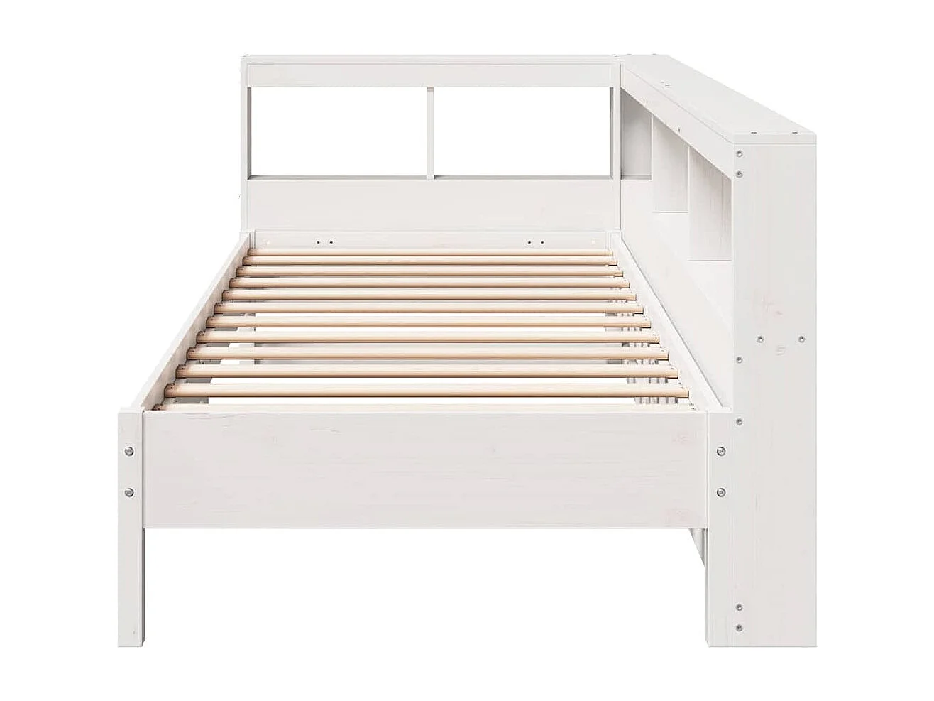 Lit bibliothèque sans matelas blanc 75x190cm bois de pin massif