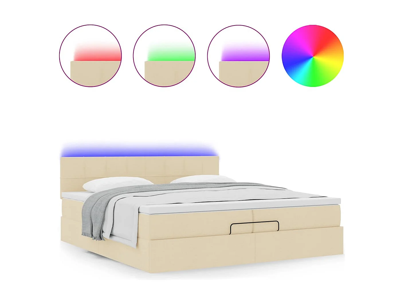 Cadre de lit ottoman avec matelas crème 200x200cm tissu