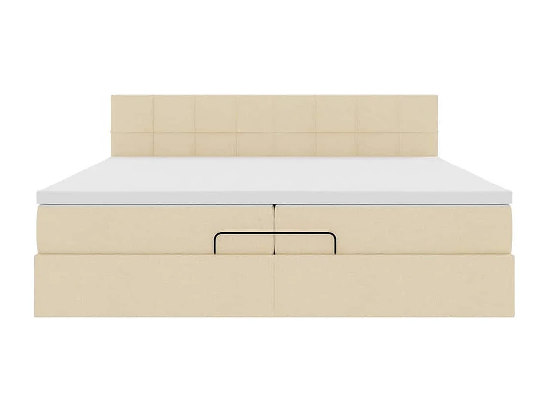 Cadre de lit ottoman avec matelas crème 200x200cm tissu
