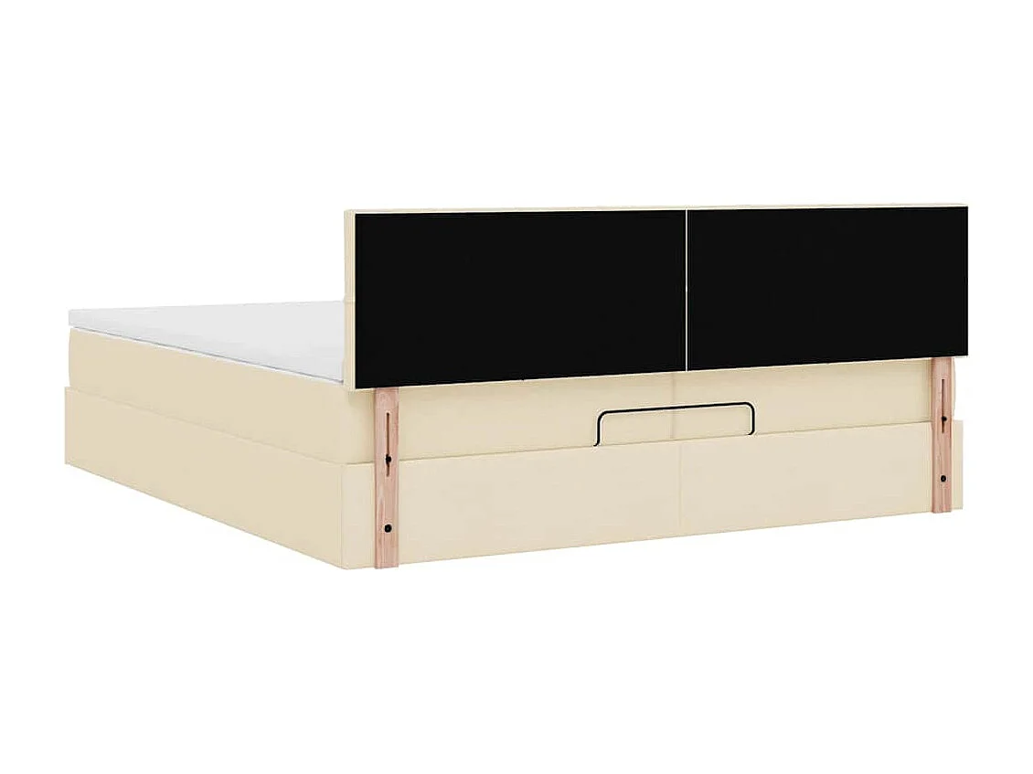 Cadre de lit ottoman avec matelas crème 200x200cm tissu