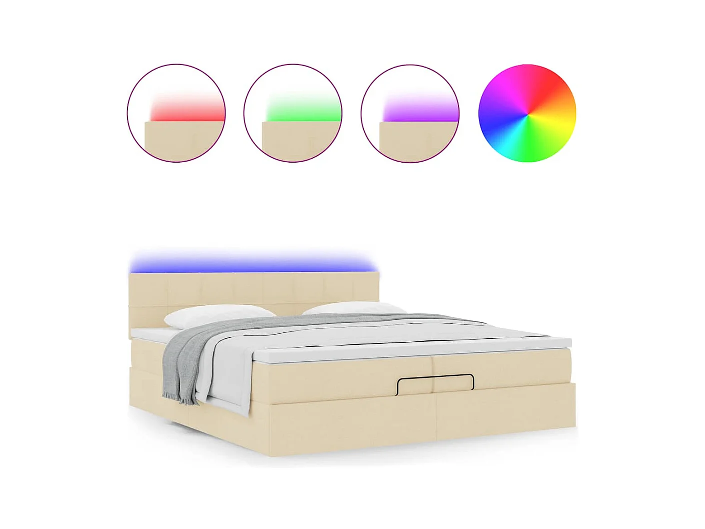 Estructura de cama otomana con colchones tela crema 200x200cm