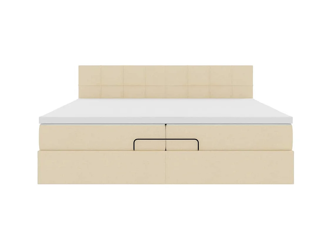 Estructura de cama otomana con colchones tela crema 200x200cm