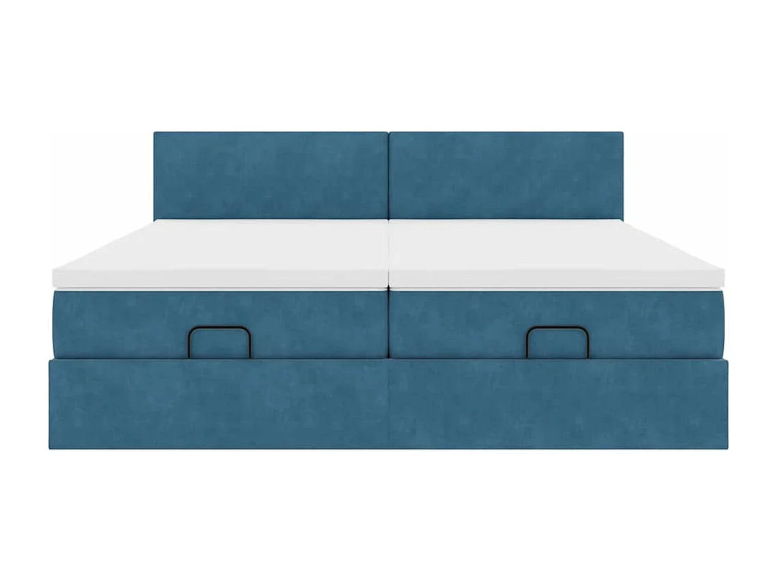 Cadre de lit ottoman avec matelas bleu foncé 160x200 cm velours
