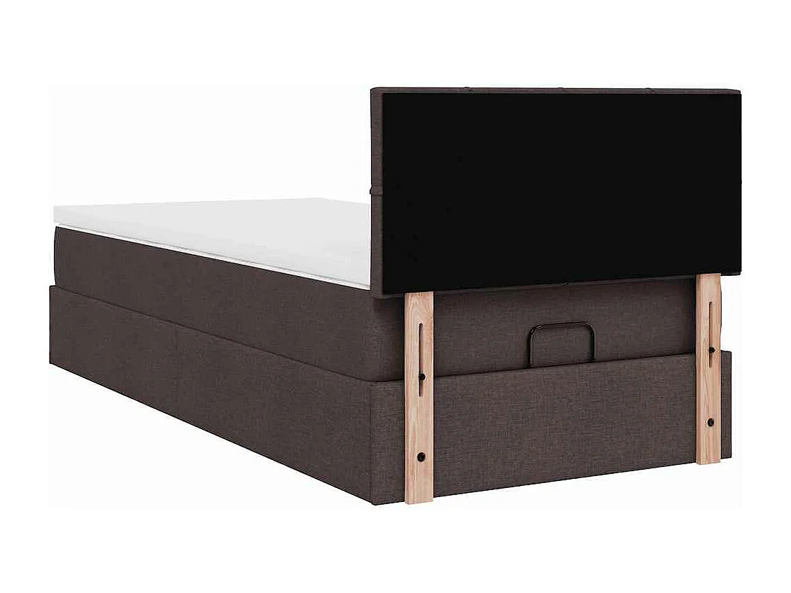 Cadre de lit ottoman avec matelas marron foncé 90x200 cm tissu