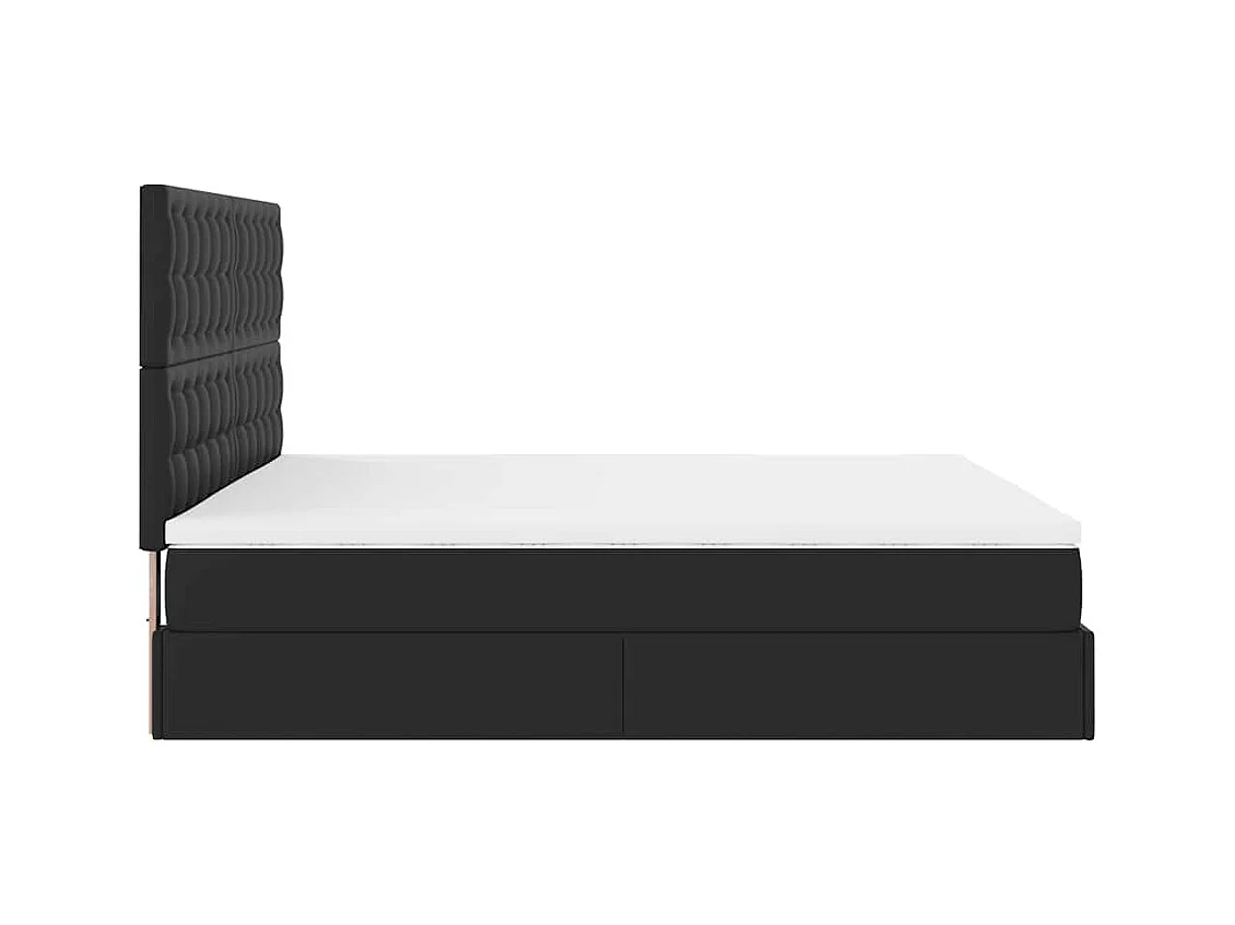 Cadre de lit ottoman avec matelas noir 160x200 cm similicuir