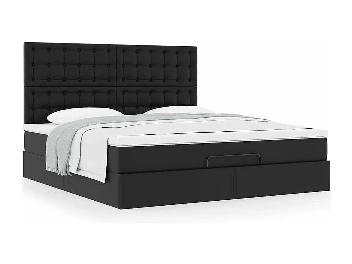 Cadre de lit ottoman avec matelas noir 160x200 cm similicuir
