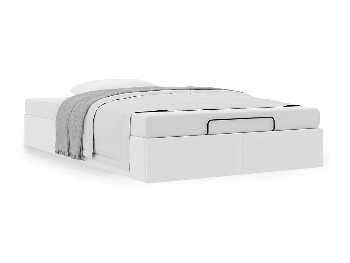 Estructura cama otomana sin colchón cuero sintético blanco