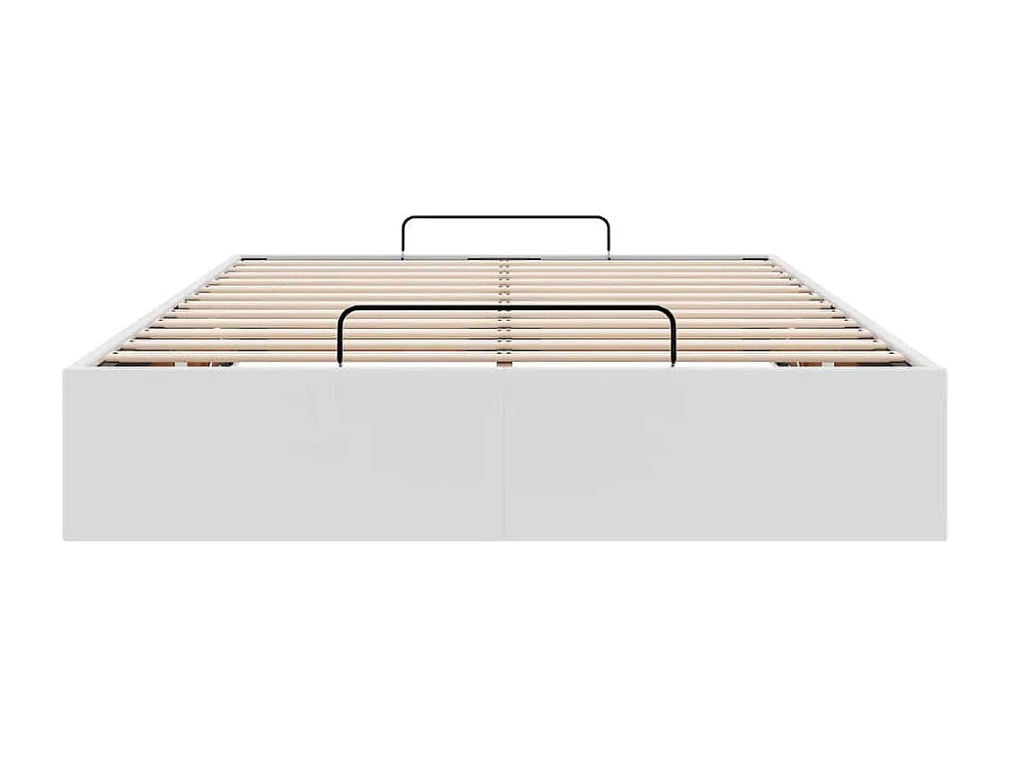 Estructura cama otomana sin colchón cuero sintético blanco