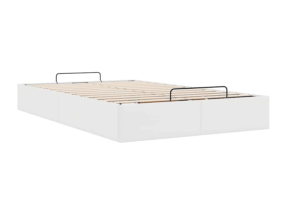 Estructura cama otomana sin colchón cuero sintético blanco