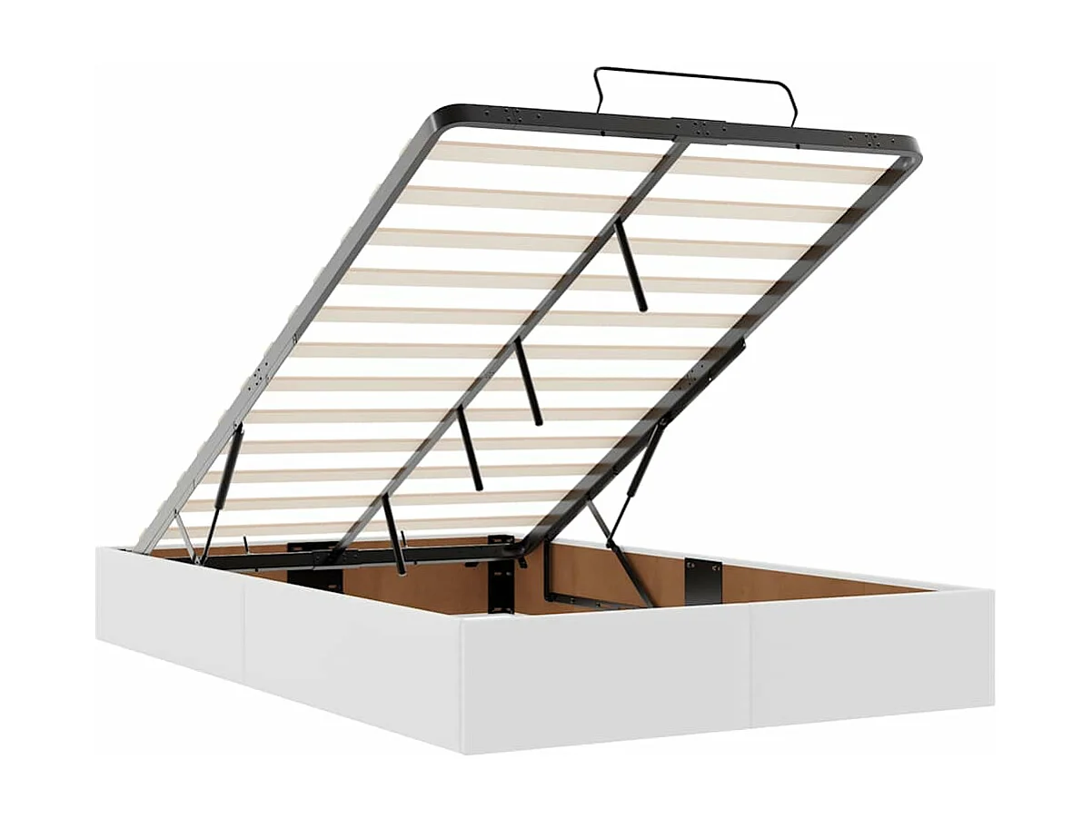 Estructura cama otomana sin colchón cuero sintético blanco