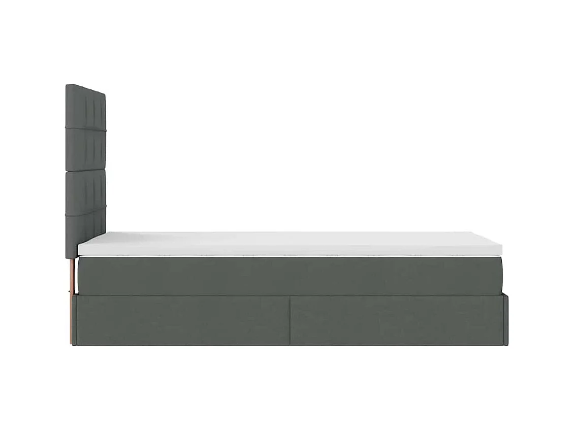 Cadre de lit ottoman avec matelas gris foncé 90x200 cm tissu