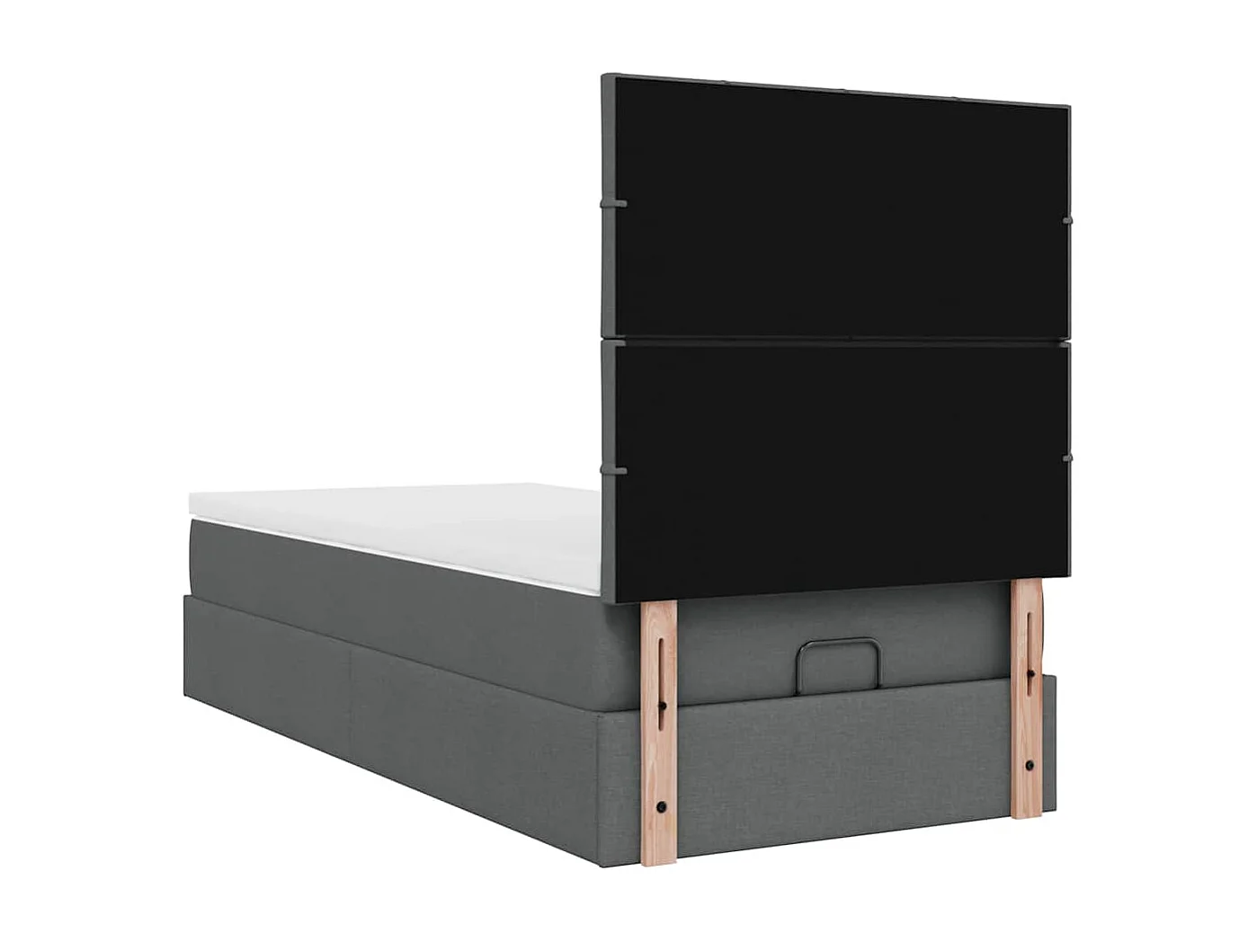 Cadre de lit ottoman avec matelas gris foncé 90x200 cm tissu
