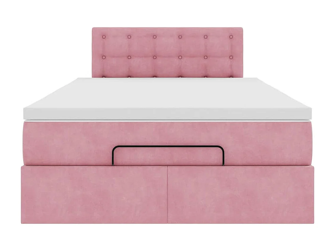 Cadre de lit ottoman avec matelas rose 120x190 cm velours