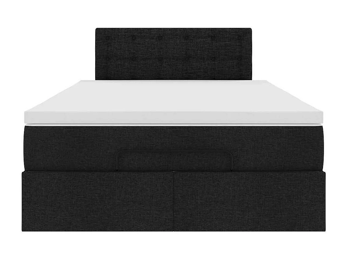 Lit ottoman avec matelas noir 120x200 cm tissu