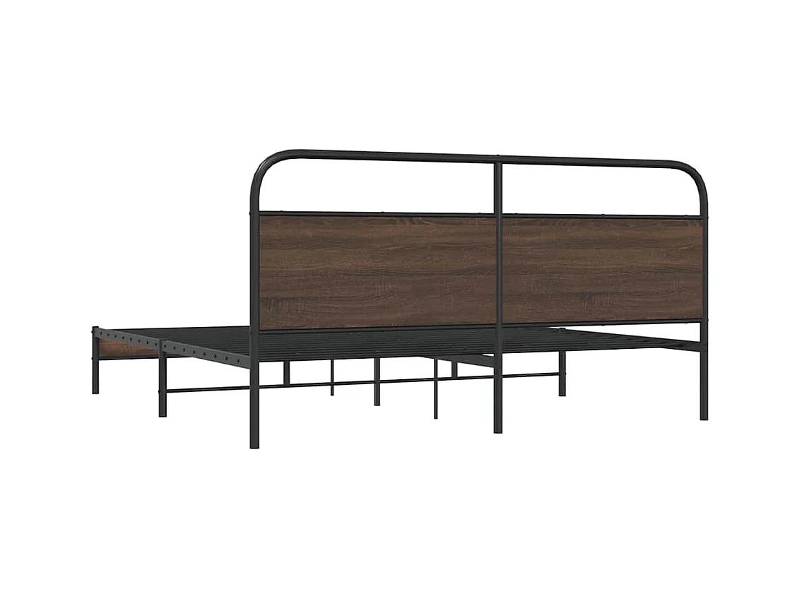 Cadre de lit en métal sans matelas chêne marron 180x200 cm