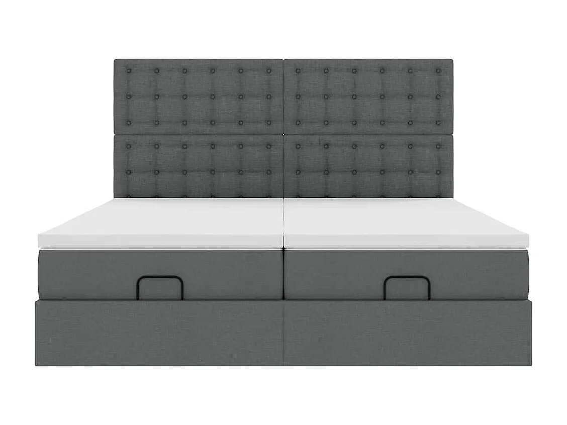 Estructura cama otomana colchones tela gris oscuro 160x200 cm