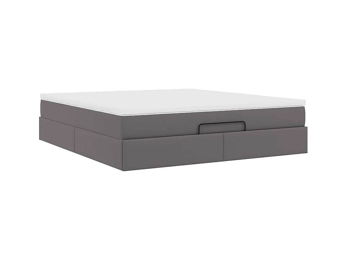 Cadre de lit ottoman avec matelas gris 160x200 cm similicuir