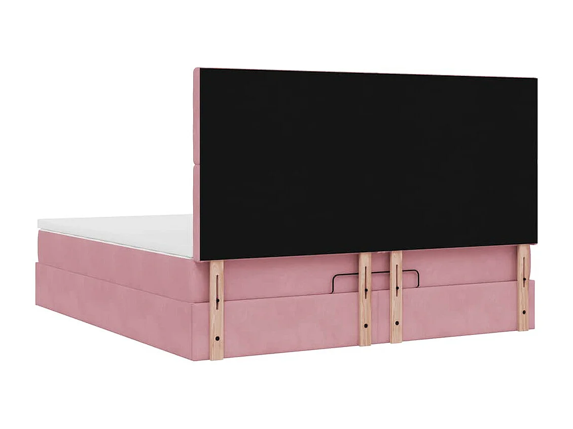Estructura de cama otomana colchones terciopelo rosa 180x200cm