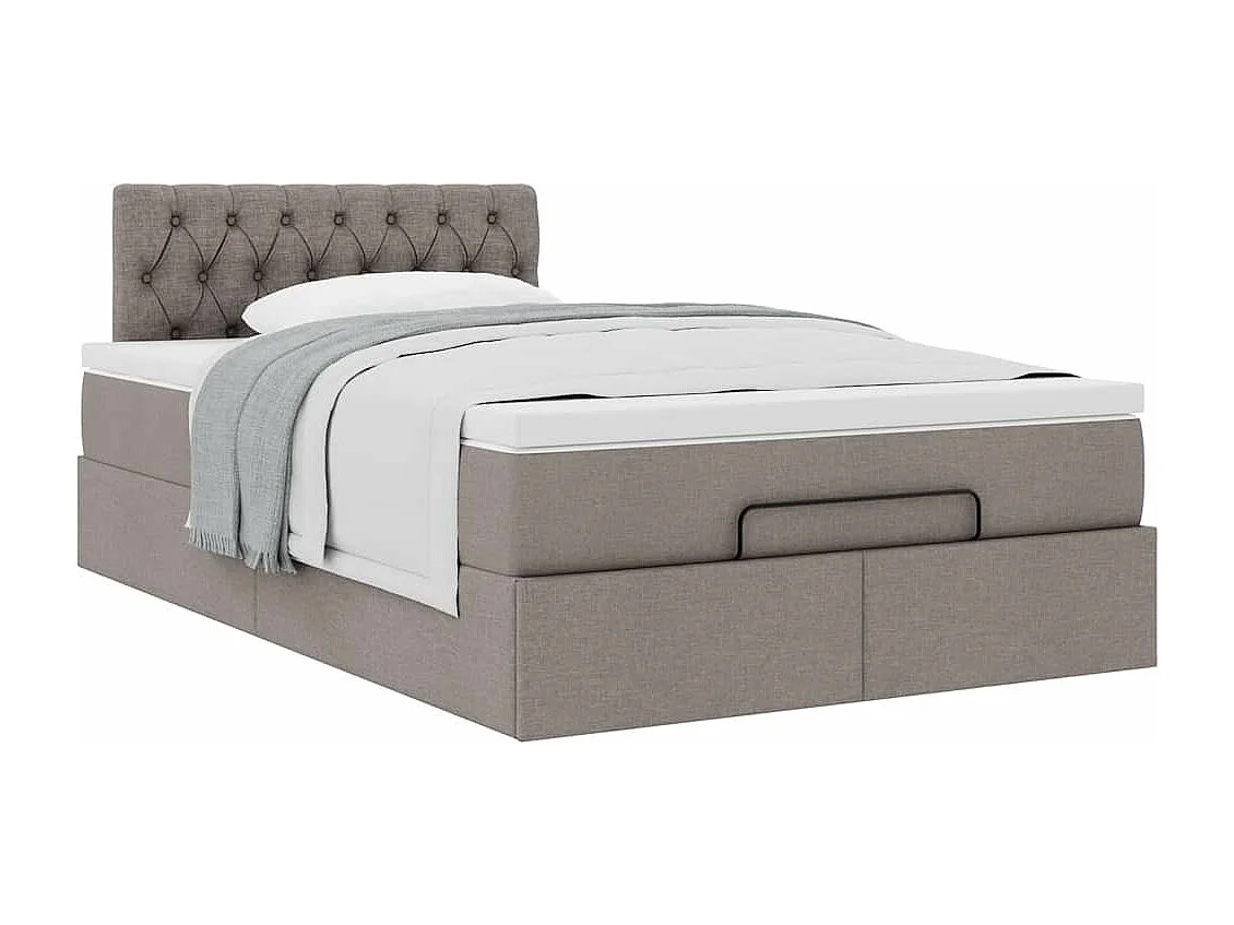 Cadre de lit ottoman avec matelas taupe 120x190 cm tissu