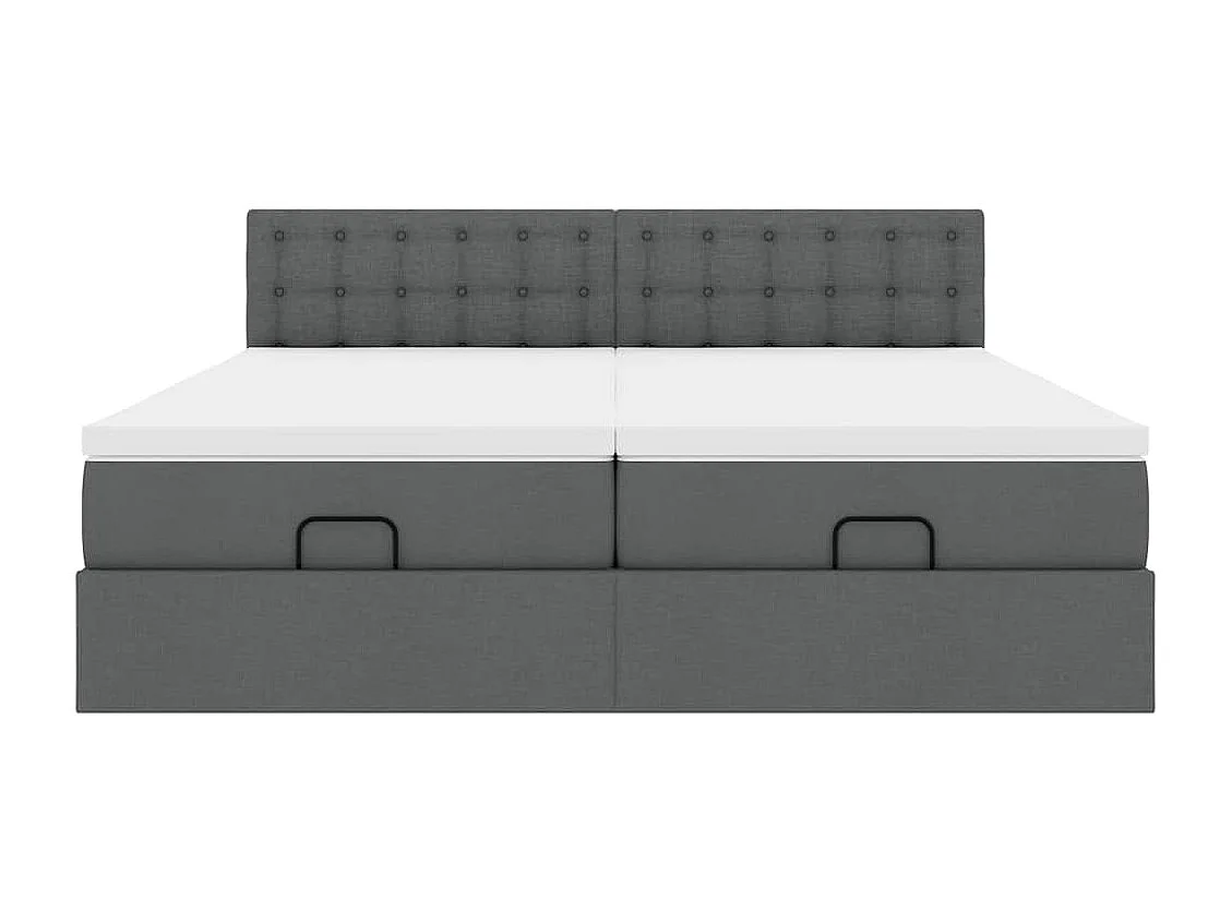 Cadre de lit ottoman avec matelas gris foncé 180x200cm tissu