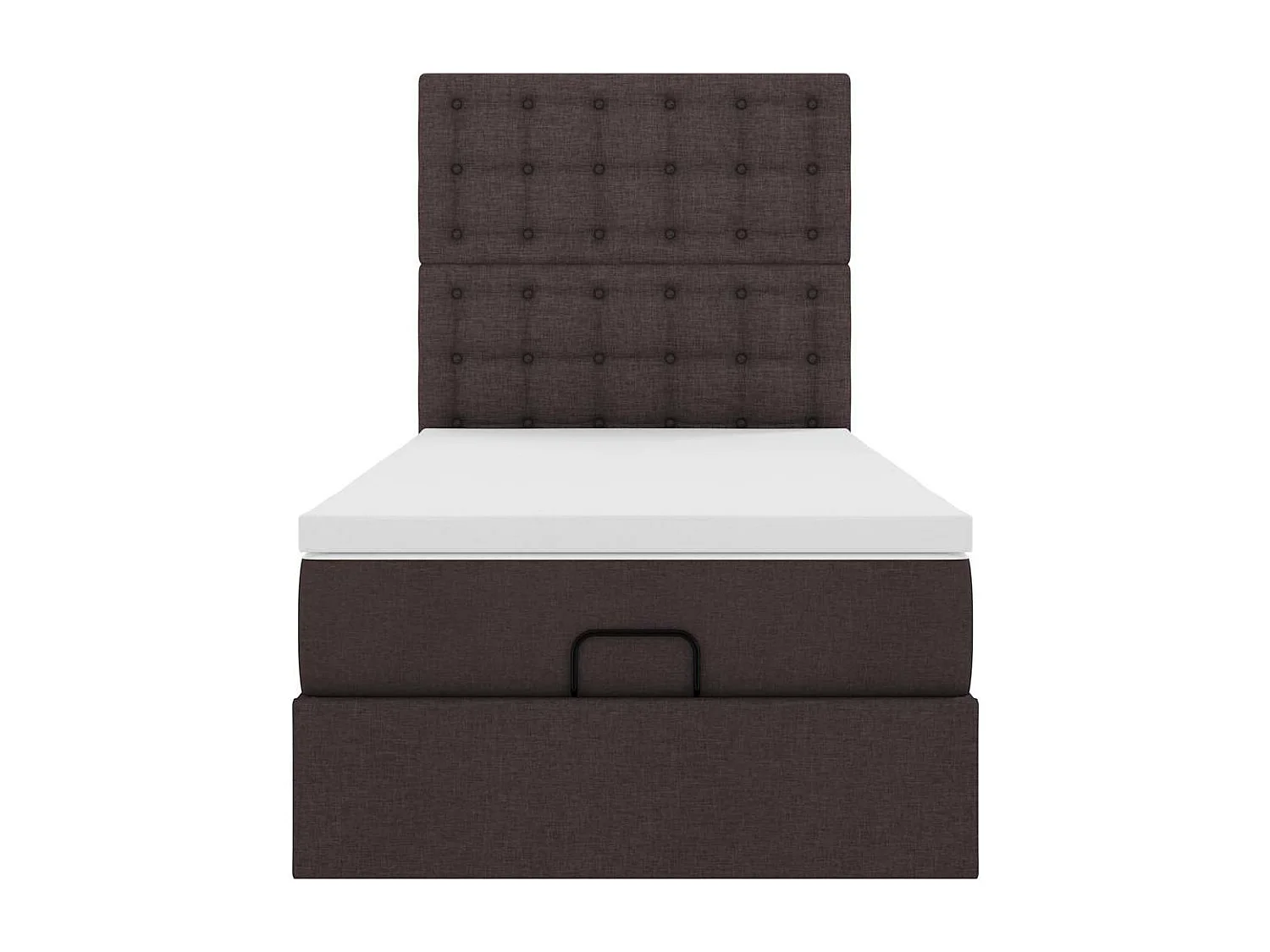Cadre de lit ottoman avec matelas marron foncé 80x200 cm tissu