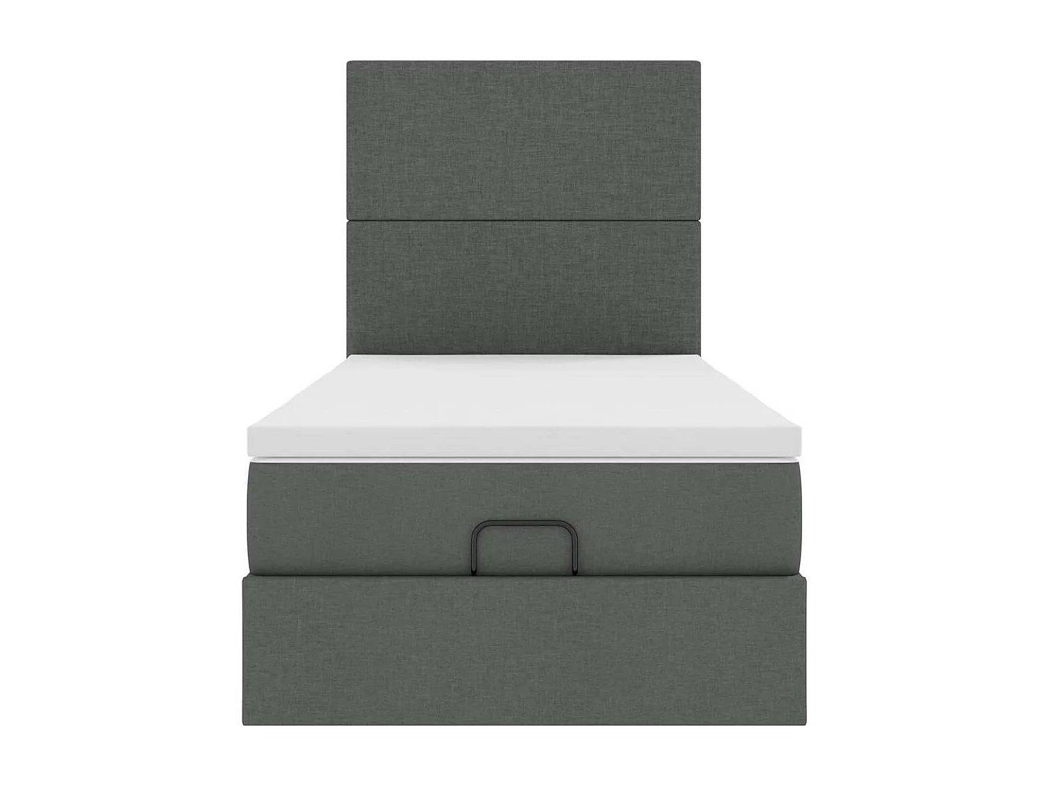 Cadre de lit ottoman avec matelas gris foncé 100x200 cm tissu