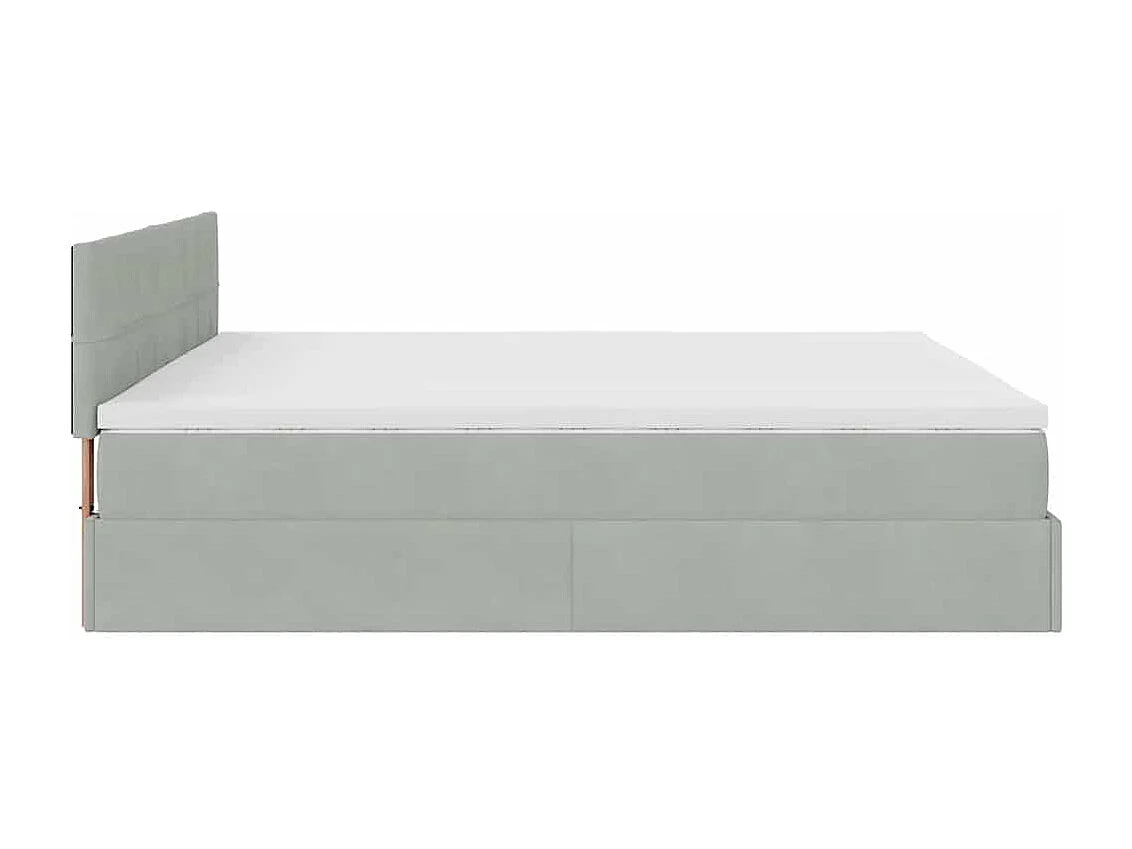 Cadre de lit ottoman avec matelas gris clair 160x200 cm velours