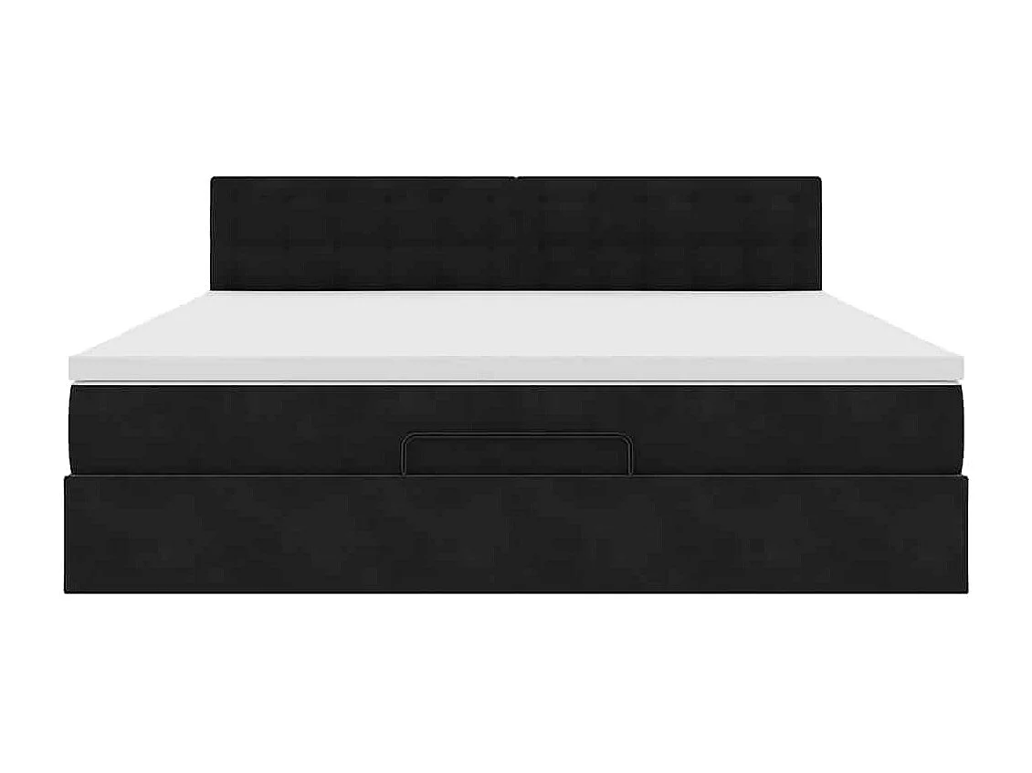 Cadre de lit ottoman avec matelas noir 180x200 cm velours
