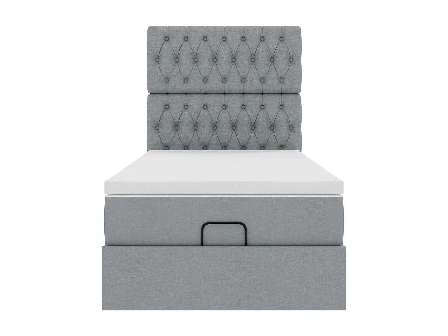 Cadre de lit ottoman avec matelas gris clair 80x200 cm tissu