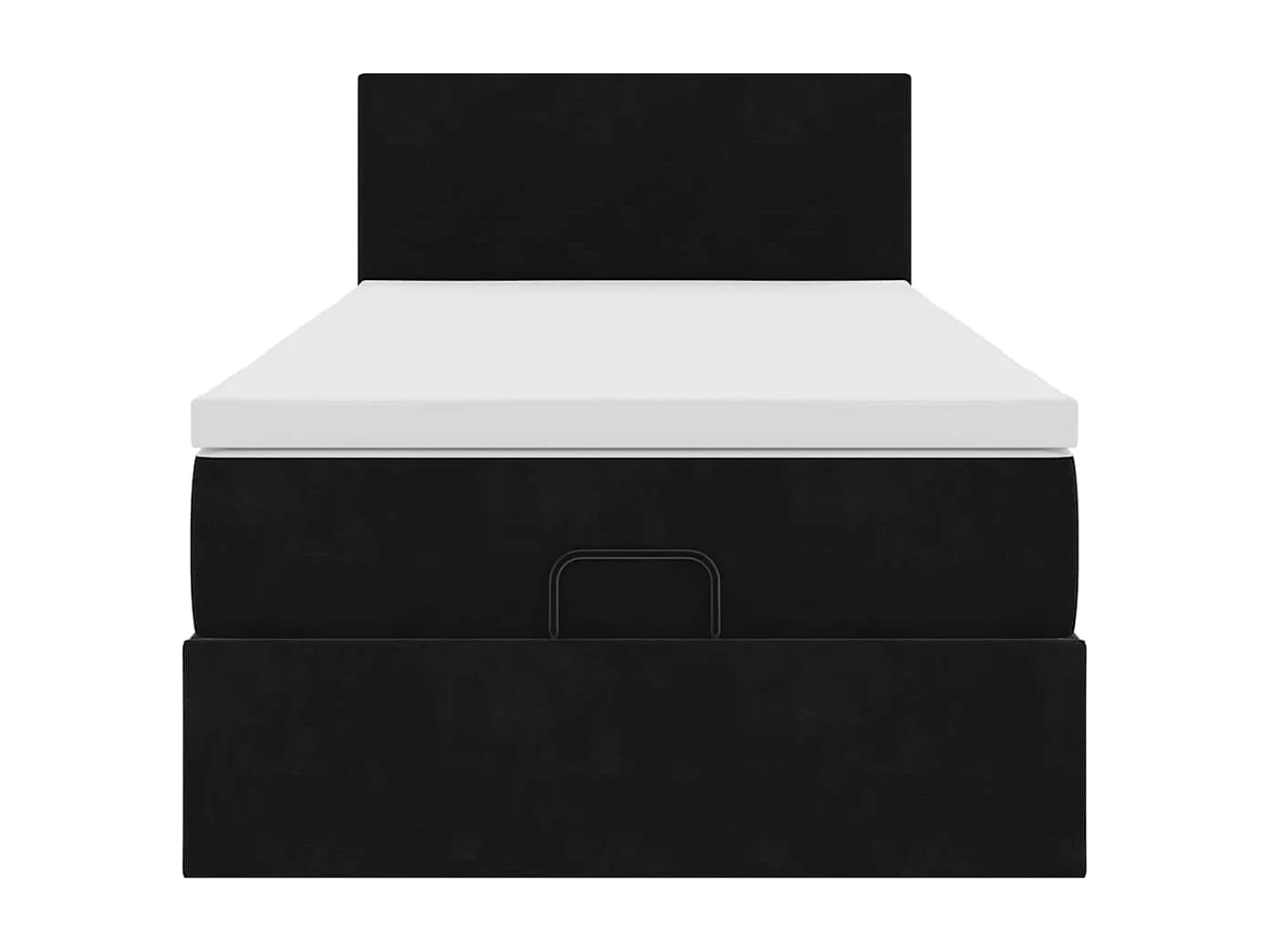 Cadre de lit ottoman avec matelas noir 90x200 cm velours