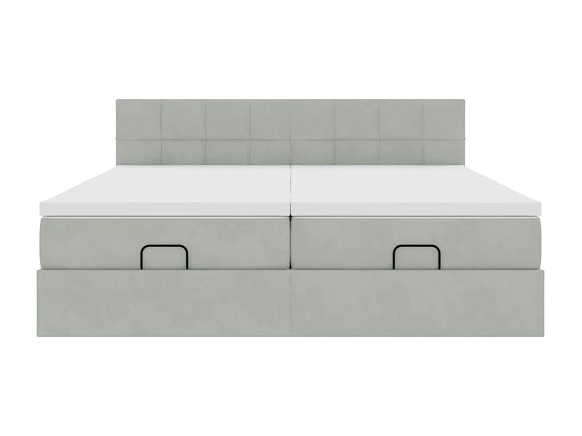 Cadre de lit ottoman avec matelas gris clair 200x200 cm velours