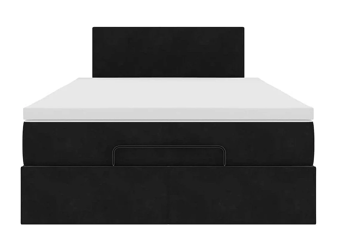 Estructura de cama otomana colchón terciopelo negro 120x200cm
