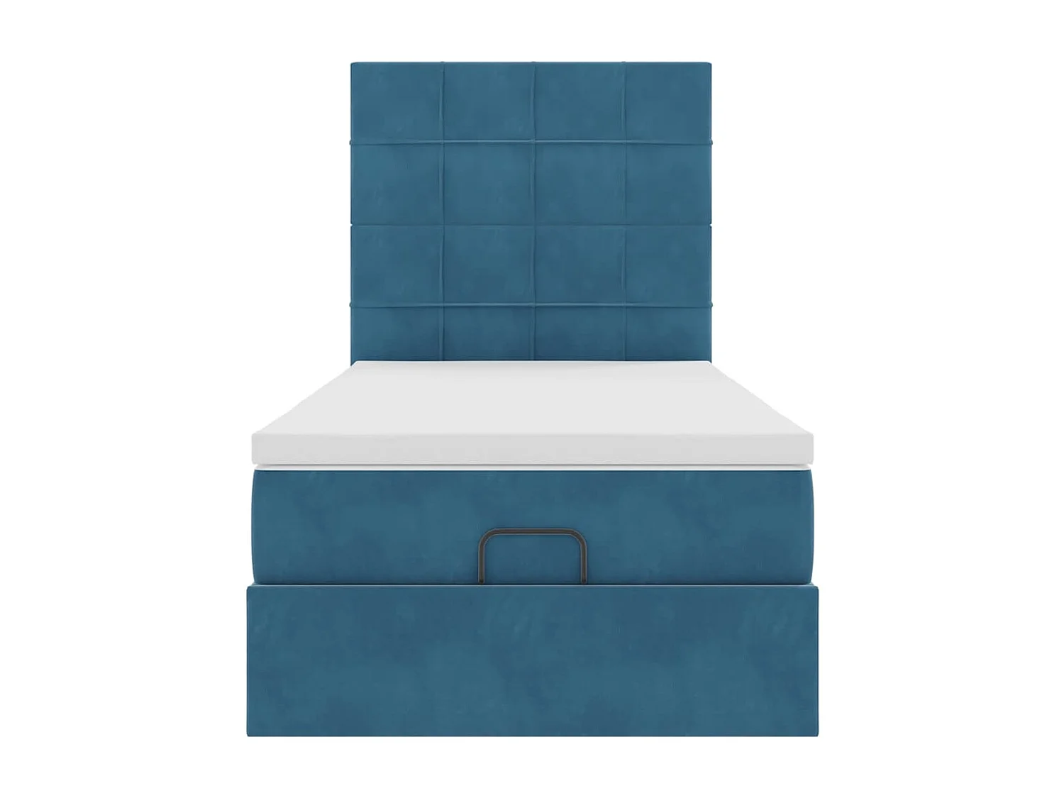 Cadre de lit ottoman avec matelas bleu foncé 100x200 cm velours