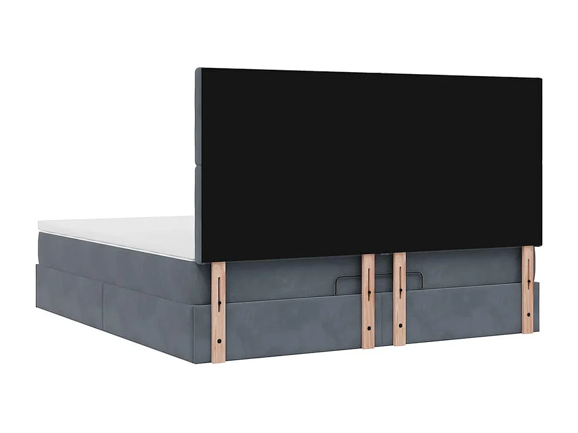 Cadre de lit ottoman avec matelas gris foncé 180x200cm velours