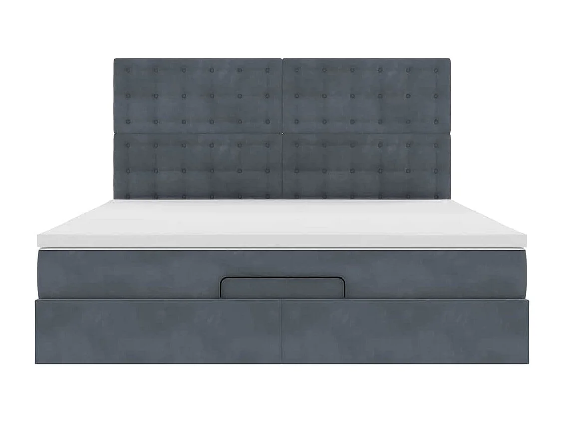 Cadre de lit ottoman avec matelas gris foncé 180x200cm velours